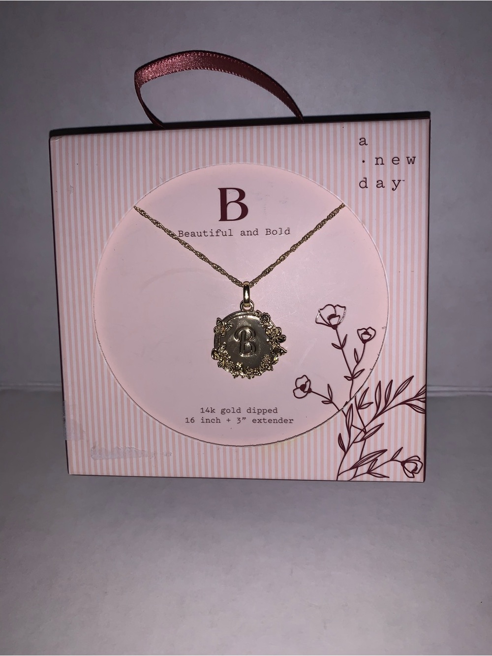 a new day Gold Floral 'B' Initial Pendant Necklace